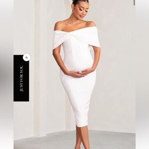Club L London Off-Shoulder White Midi Dress
